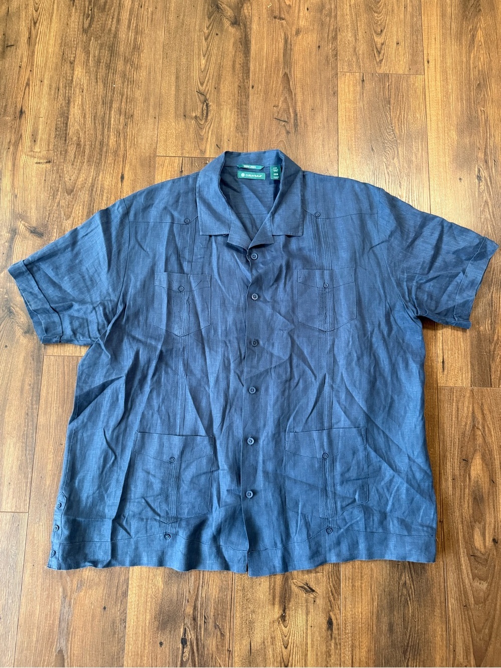 Cubavera Men's Short-Sleeve Button-Down Shirt in Slate Blue